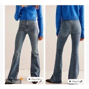 We The Free Jayde High Rise Flare Jeans Womens 25x32 Light Wash Boho Chic